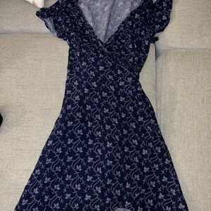 Elegant Navy Blue Floral Dress